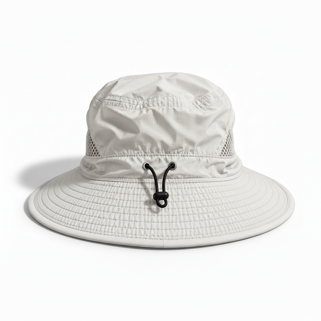 The Canopy bucket hat rear drawcord adjustment, Clear Sky colourway