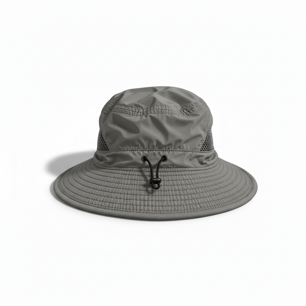 The Canopy bucket hat rear drawcord adjustment, Dusky Sky colourway